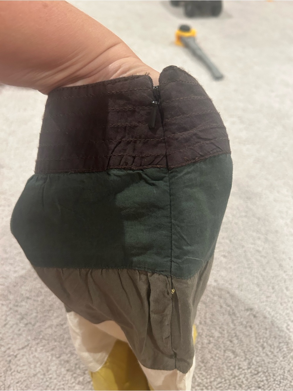American Eagle y2k Striped Tiered Mini Skirt in Green, Olive, Cream & Mustard - Picture 4 of 5